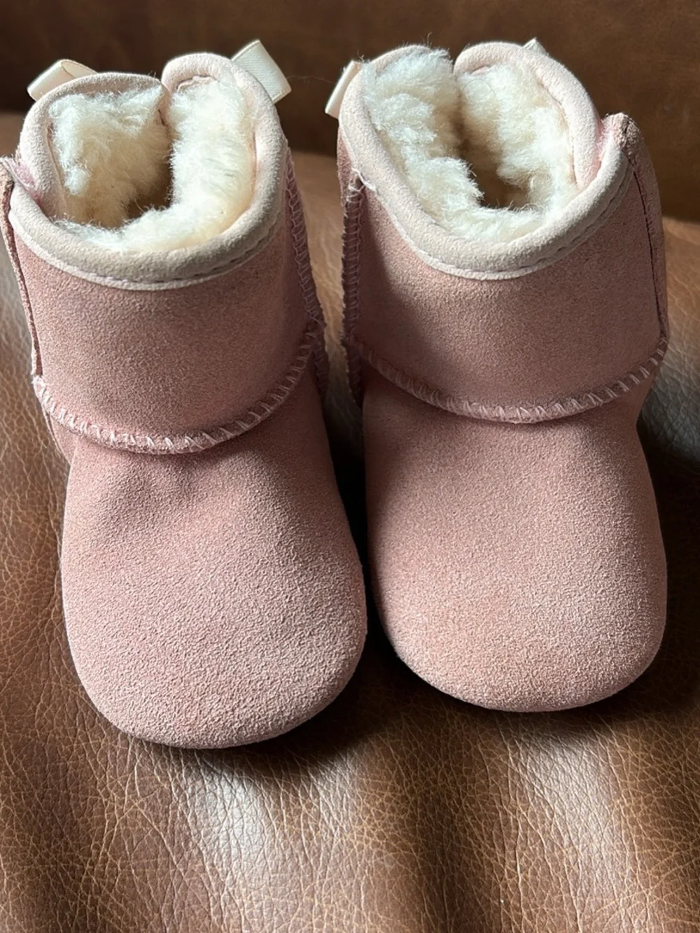 UGG Kids Pink Suede Shearling Booties
